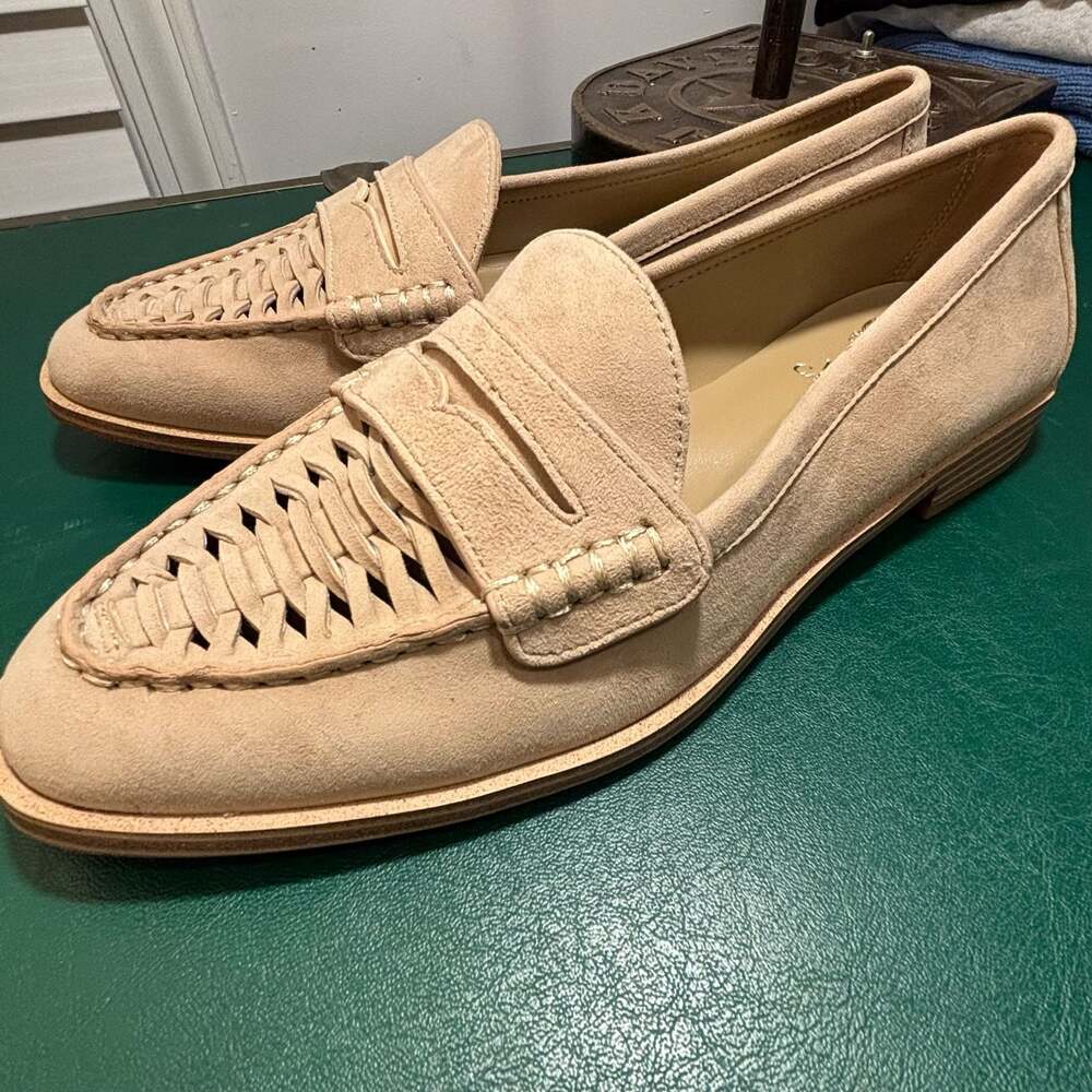Vince Camuto Caylas Woven Suede Penny Loafers in Beige Sz 8 W - Picture 7 of 16